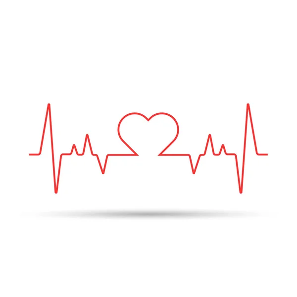 Cardiograma Frecuencia Cardíaca Utiliza Fondo Blanco Una Línea Roja — Vector de stock