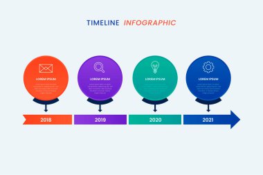İş, iş akışı veya işlem diyagramı için zaman çizelgesi bilgisel 4 nokta adım