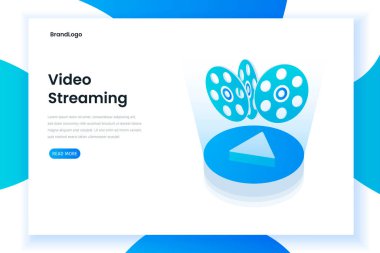 Video yayınlama web sayfası illüstrasyon konsepti. Web siteleri, iniş sayfaları, mobil uygulamalar, posterler ve afişler için resim