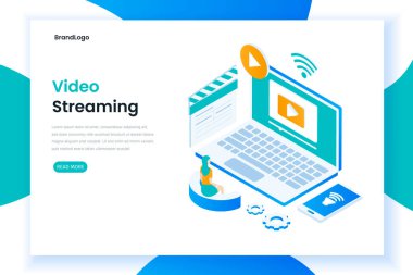 Isome video iniş sayfası şablonu. Web siteleri, iniş sayfaları, mobil uygulamalar, posterler ve afişler için resim
