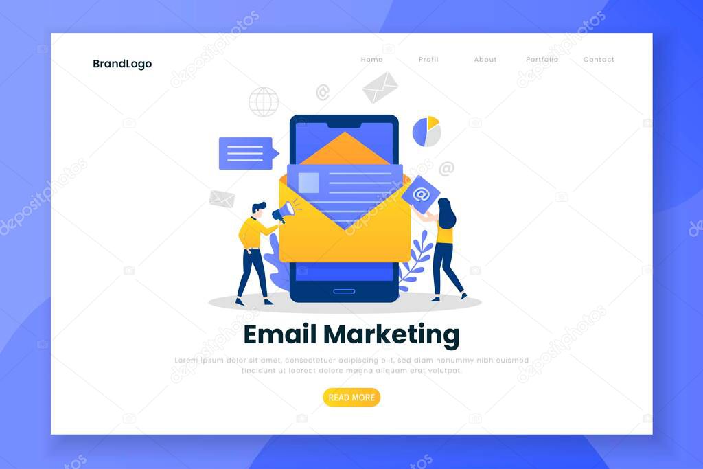 Landing page template of email marketing. Illustration for websites, landing pages, mobile applications, posters and banners.