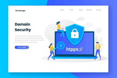 Alan güvenliği iniş sayfası. Web siteleri, iniş sayfaları, mobil uygulamalar, posterler ve afişler için resim.