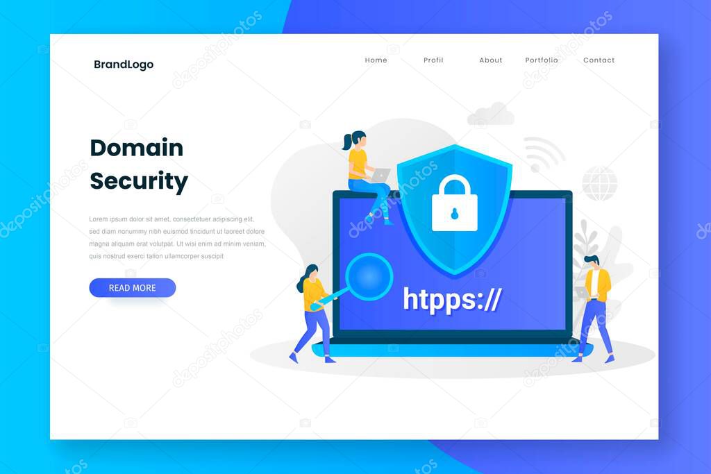 Domain security landing page. Illustration for websites, landing pages, mobile applications, posters and banners.