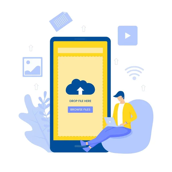 Bestand Uploaden Illustratie Concept Illustratie Voor Websites Landingspagina Mobiele Applicaties — Stockvector