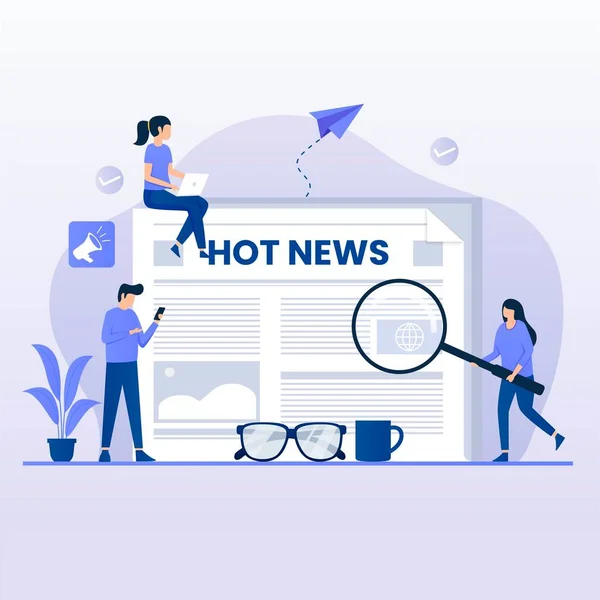 Flat Design Concept Leggi News Illustrazione Siti Web Pagine Destinazione — Vettoriale Stock