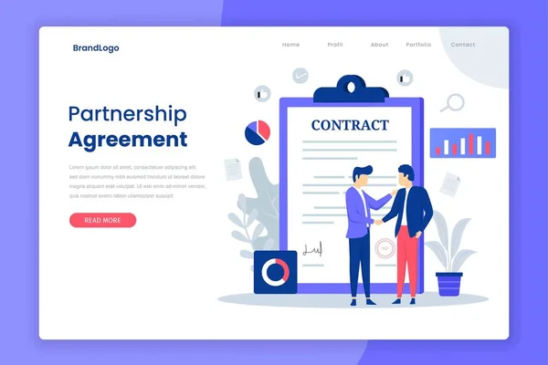 Acordo Parceria Ilustração Landing Page Ilustração Para Sites Landing Pages — Vetor de Stock