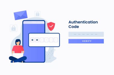2-Step authentication illustration web page. Illustration for websites, landing pages, mobile applications, posters and banners. clipart