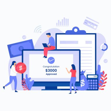 Hızlı online kredi süreci illüstrasyon konsepti. Web siteleri, iniş sayfaları, mobil uygulamalar, posterler ve afişler için resim.