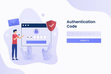 2-Step Verification illustration flat design. Illustration for websites, landing pages, mobile applications, posters and banners. clipart
