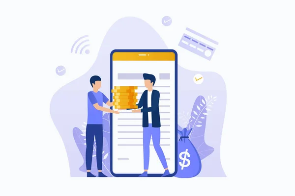 Çevrimiçi kredi illüstrasyon düz tasarım. Web siteleri, iniş sayfaları, mobil uygulamalar, posterler ve afişler için resim.