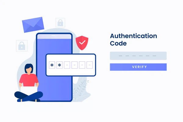 Step Authentication Illustration Web Page Illustration Websites Landing Pages Mobile — Stock Vector