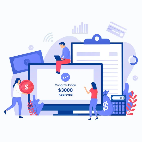 Hızlı online kredi süreci illüstrasyon konsepti. Web siteleri, iniş sayfaları, mobil uygulamalar, posterler ve afişler için resim.