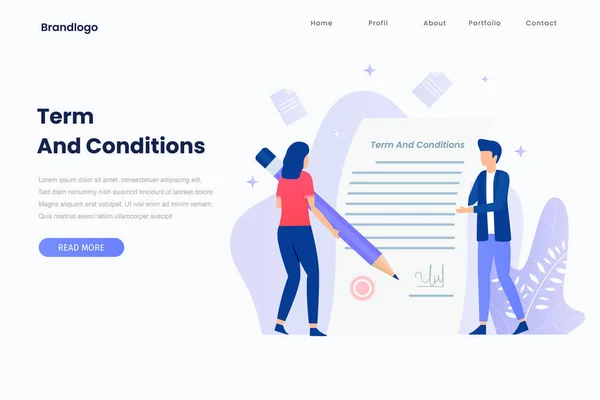 User Agreement Vektor Illustration Landing Page Konzept Illustration Für Webseiten — Stockvektor