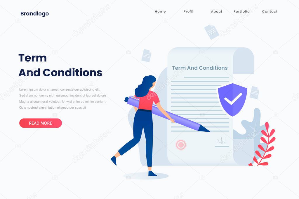 Vector illustration of terms and conditions concept. Illustration for websites, landing pages, mobile applications, posters and banners.