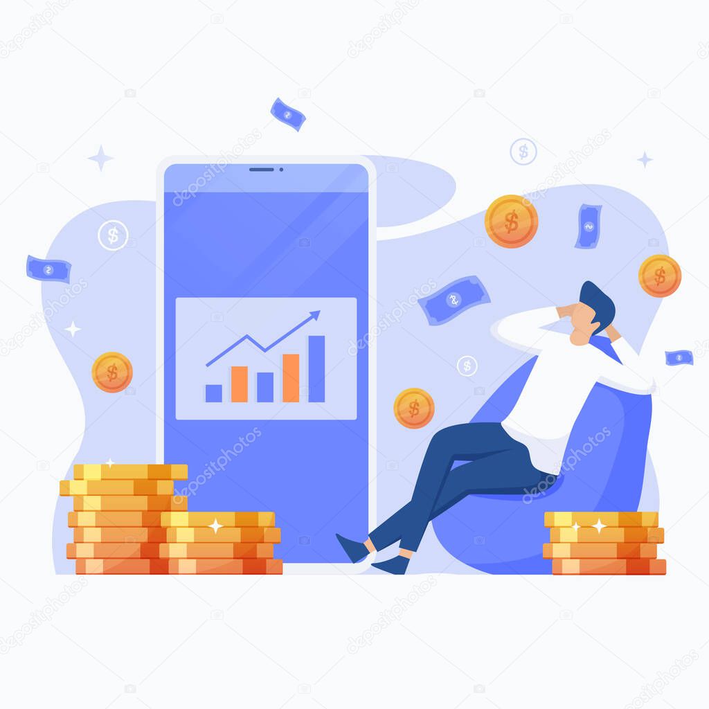Flat illustration of passive income. This design can be used for websites, landing pages, UI, mobile applications, posters, banners