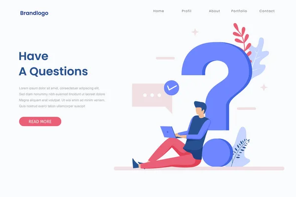 Faq Illustration Landing Page Concept Design Can Used Websites Landing — Stock Vector