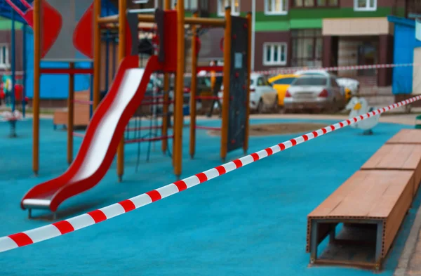 Children Playground Fenced Tape Restricted Area Covid Virus — Stock Photo, Image