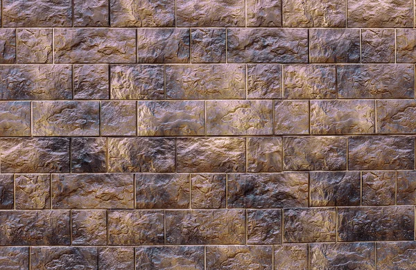 Several rows of beautiful relief facade tiles of  dark brown col — Stock Photo, Image
