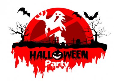 Kasvetli tr ile kırmızı ay arka plan üzerinde İmza Halloween parti