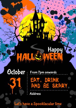 Cadılar Bayramı için c ile birlikte örnek metin içeren poster, Billboard şablonu