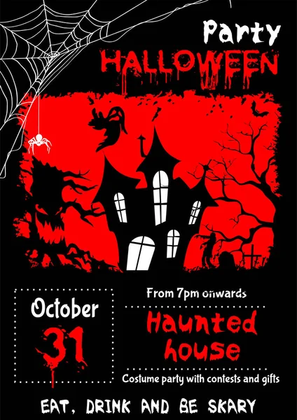 Affiche, Modèle de panneau d'affichage avec un exemple de texte pour Halloween sur bla — Image vectorielle