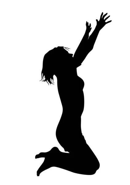 Silhouette einer einsamen Frau, die auf dem Boden kniet und fragt — Stockvektor