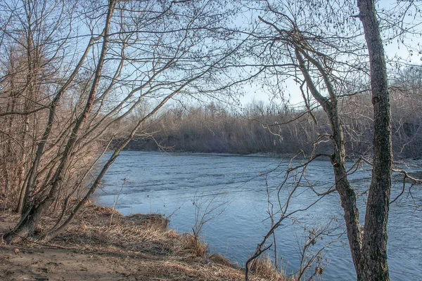 Paysage Rivière Début Printemps — Photo