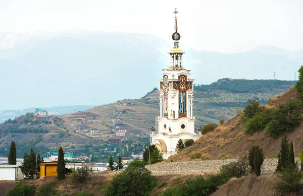 Église Saint Nicolas Sur Côte Mer Noire Crimée Même Temps — Photo