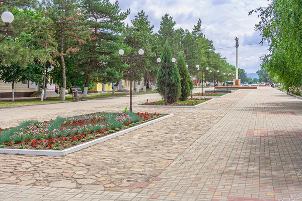 Komsomolsky Prospekt Zona Peatonal Ciudad Abinsk Del Territorio Krasnodar Son — Foto de Stock