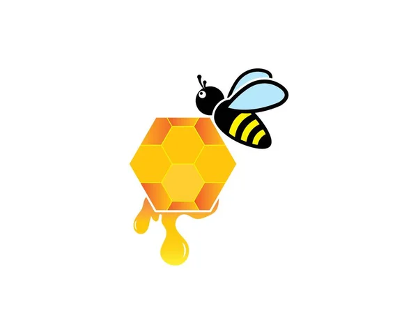 Miel Bee Logo Plantilla vector icono ilustración — Archivo Imágenes Vectoriales