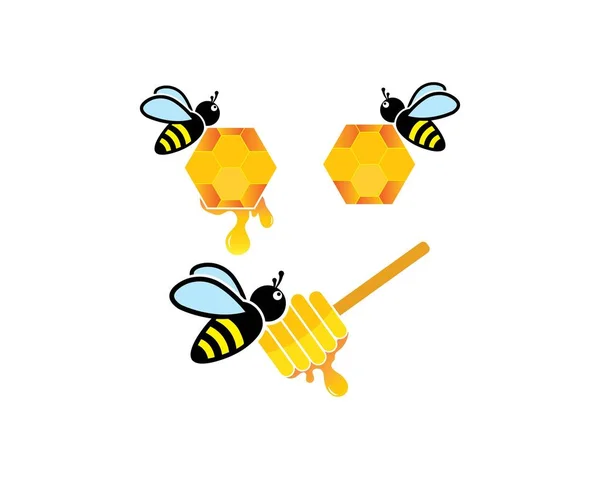 Медовий Бджола Логотип Шаблон Векторні ілюстрації — стоковий вектор