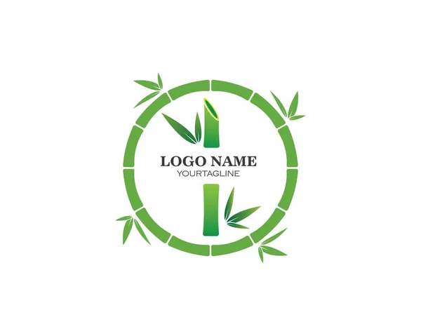 Bambú con hoja verde para su vector icono de logotipo — Archivo Imágenes Vectoriales