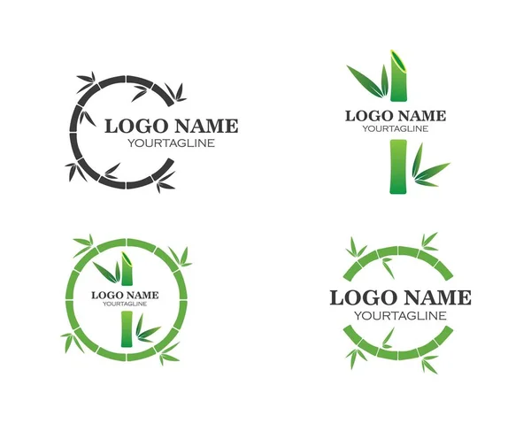 Bambú con hoja verde para su vector icono de logotipo — Archivo Imágenes Vectoriales