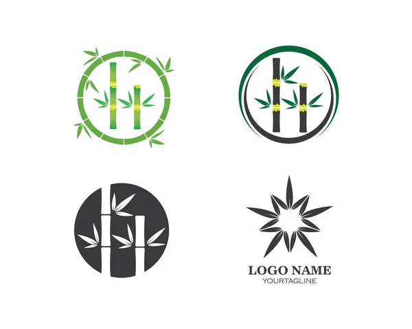 Бамбук с зеленым листом для вектора значка вашего логотипа — стоковый вектор