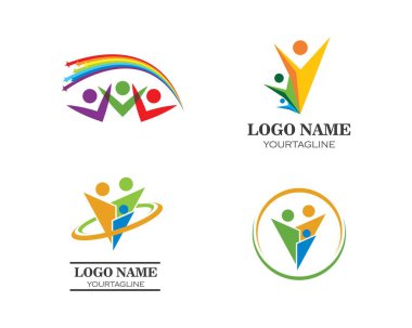 Evlat edinme, toplum ve sosyal bakım Logo şablonu vektörü 