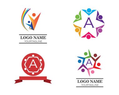 Evlat edinme, toplum ve sosyal bakım Logo şablonu vektörü 