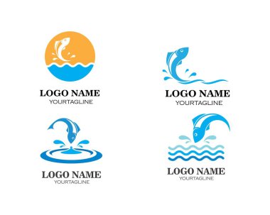 Balık logosu şablonu. Balıkçılık yaratıcı vektör sembolü
