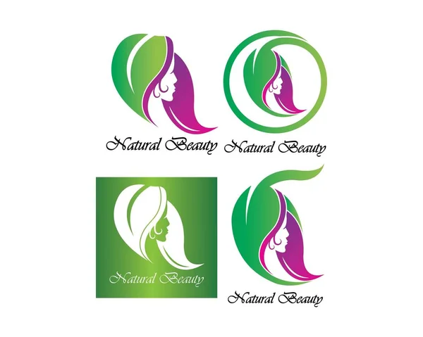 Beauty Women face silhouette character Logo — Stock Vector