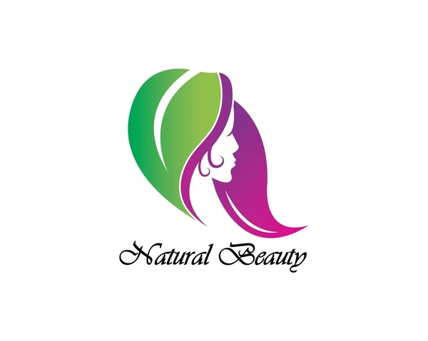 Belleza Mujer silueta de la cara Logo — Vector de stock
