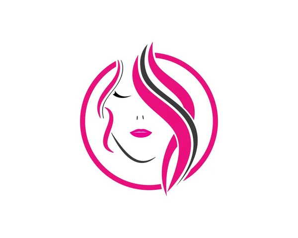 Ομορφιά γυναίκες πρόσωπο σιλουέτα χαρακτήρας λογότυπο — Διανυσματικό Αρχείο