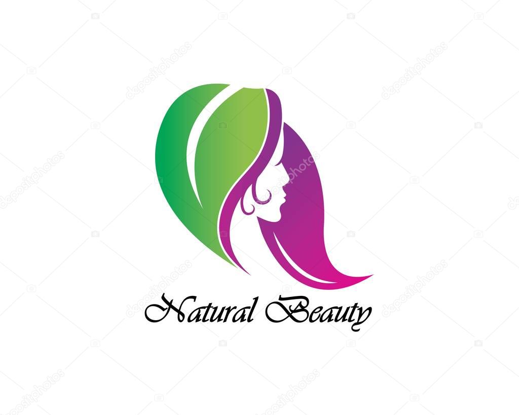 Beauty Women face silhouette character Logo 