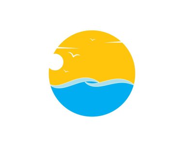 dalga güneş martı vektör illüstrasyon 