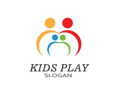 Çocuklar logo vektör şablonu oynuyorlar 
