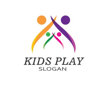 Çocuklar logo vektör şablonu oynuyorlar 