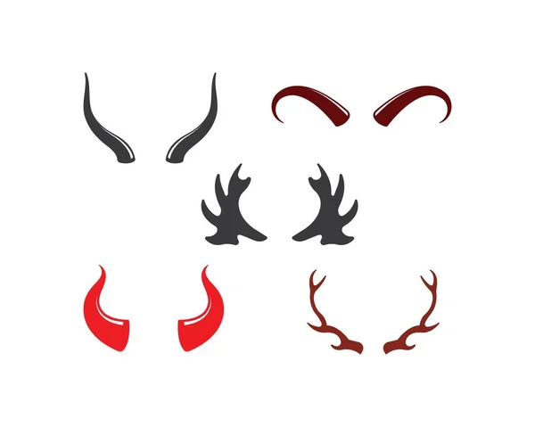 Cuerno diablo, animal cuerno logotipo icono vector — Vector de stock