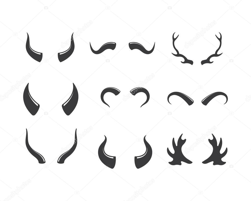 devil horn,animal horn logo icon vector