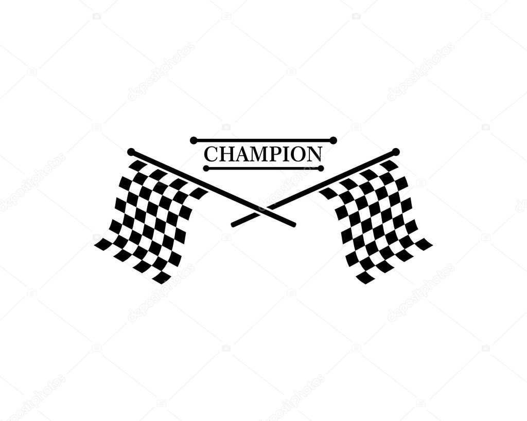 Racing flag icon of automotif illustration vector templat