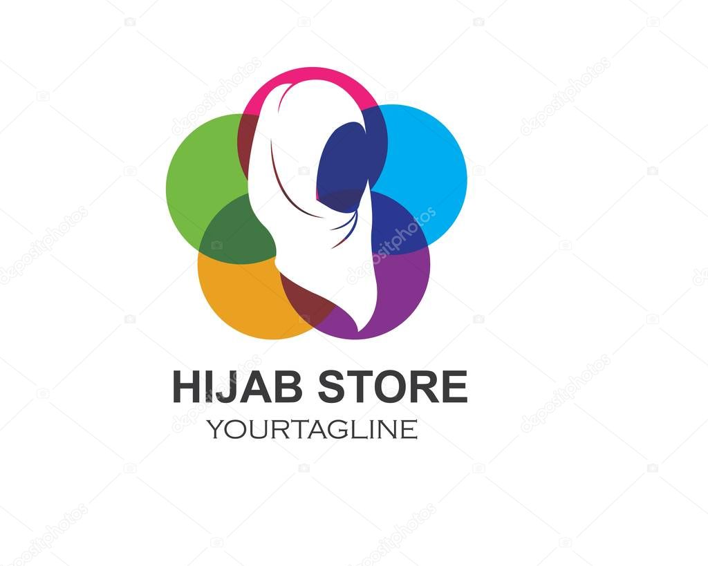 hijab logo vector,culture of woman muslim fashion 