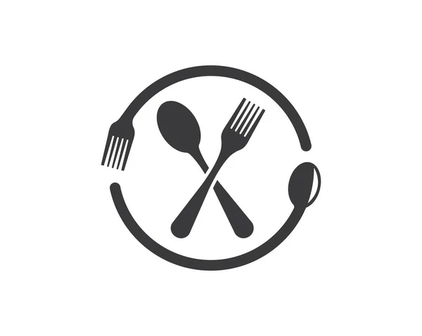 Tenedor, cuchara logo vector ilustración — Vector de stock