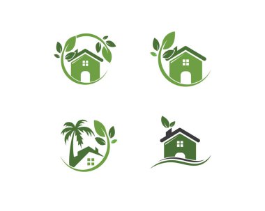 Yeşil ev logo taşıyıcı illüstrasyonu 